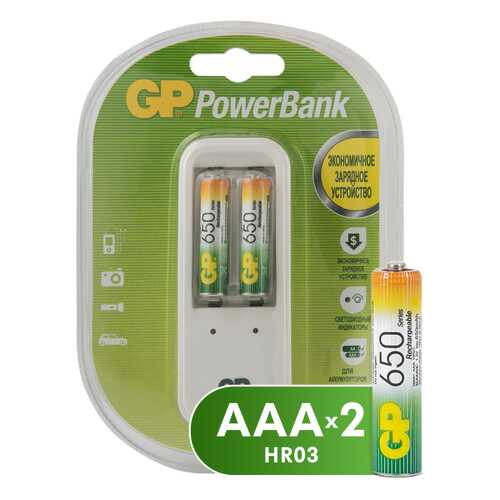 Зарядное устройство + аккумуляторы GP GPPB410GS65-2CR3 AAA 2 шт. 650 mAh в Эксперт